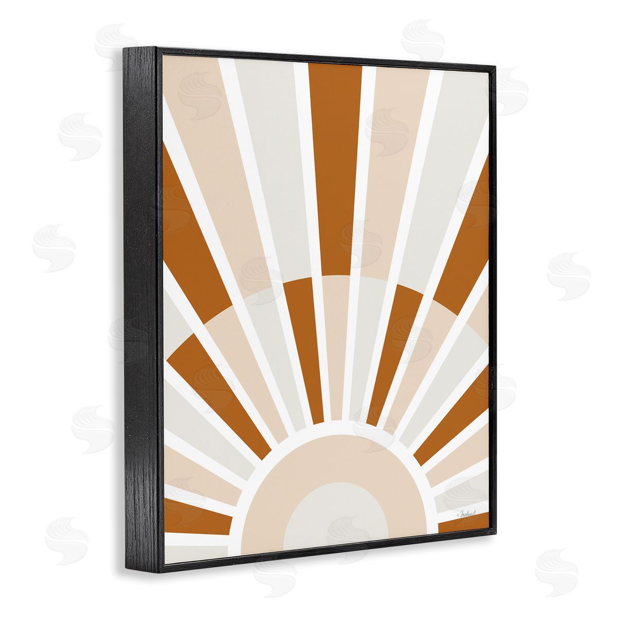 Martina Pavlova Abstract Sun on Horizon Alternating Stripes Earth Tones Black Framed Giclee Wall Art Print