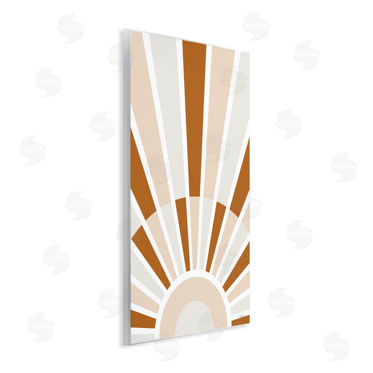 Martina Pavlova Abstract Sun on Horizon Alternating Stripes Earth Tones Wall Plaque Art Print