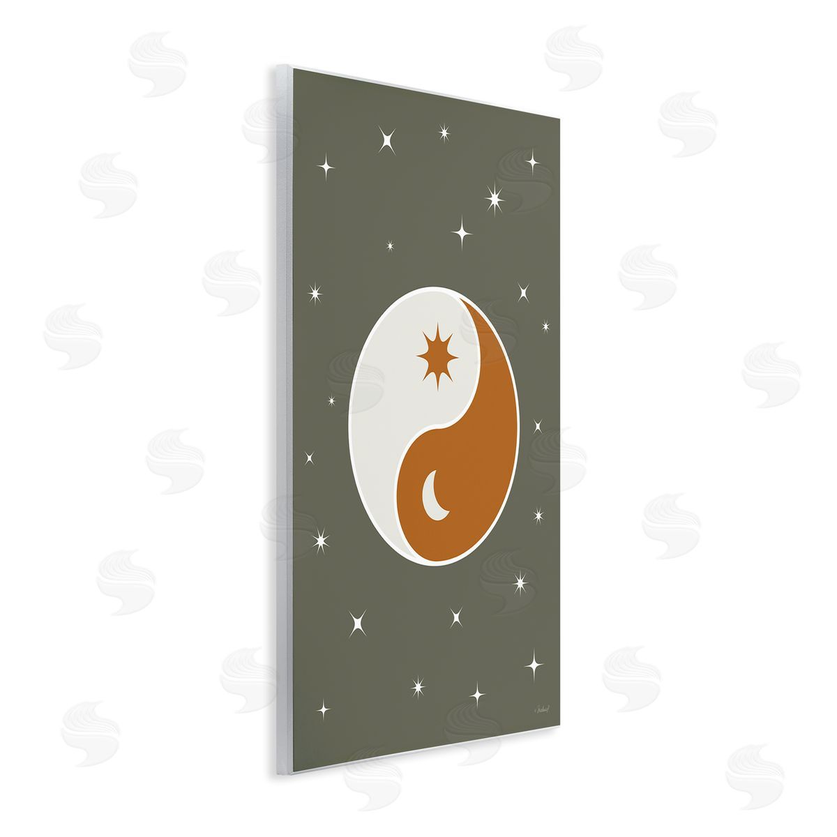 Martina Pavlova Starry Yin Yang Symbol Celestial Sun Moon Shapes Wall Plaque Art Print