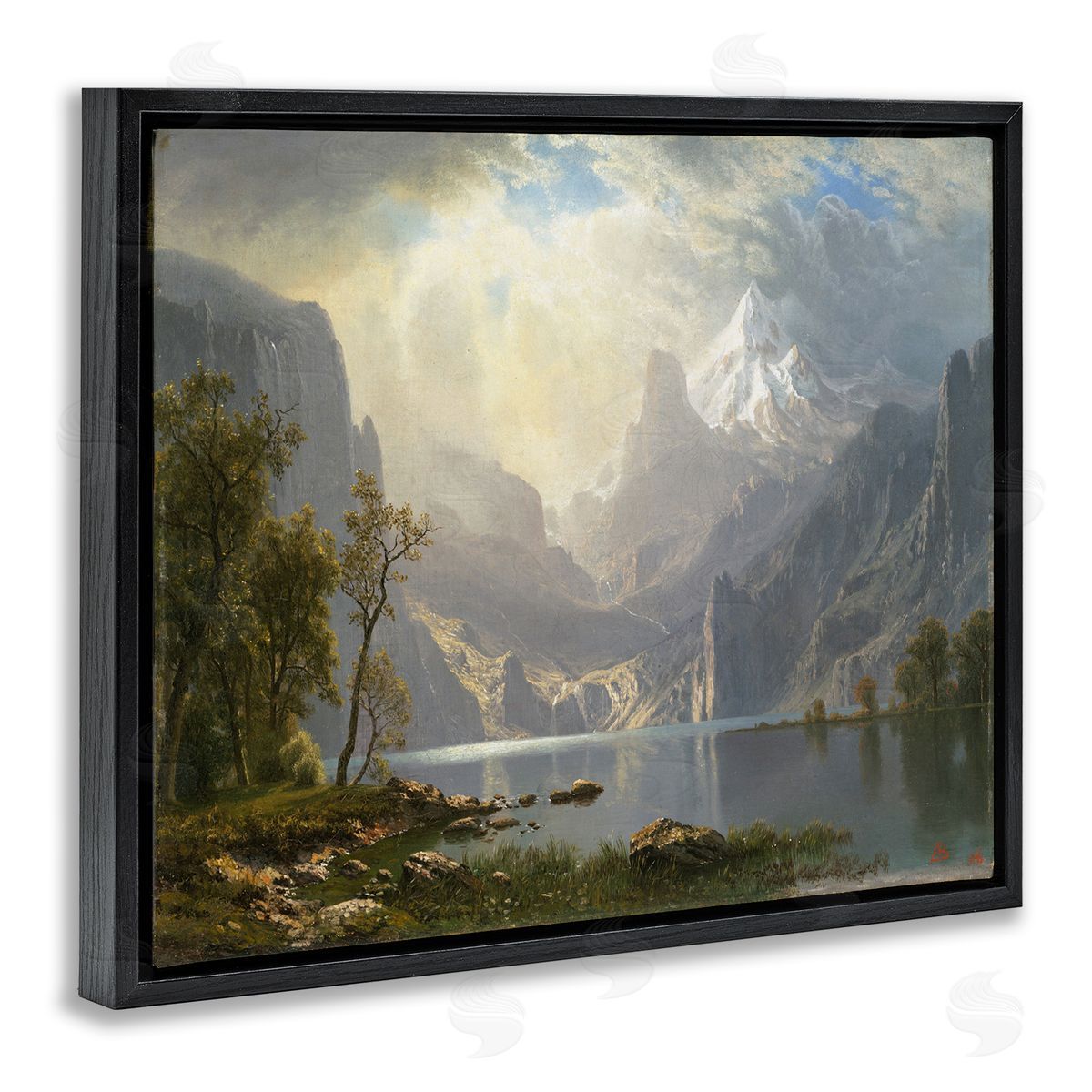 one1000paintings American Landscape Classic Albert Bierstadt Luminous Painting Black Floating Frame Canvas Wall Art Print