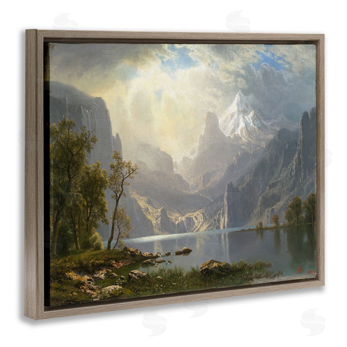 one1000paintings American Landscape Classic Albert Bierstadt Luminous Painting Brown Floating Frame Canvas Wall Art Print
