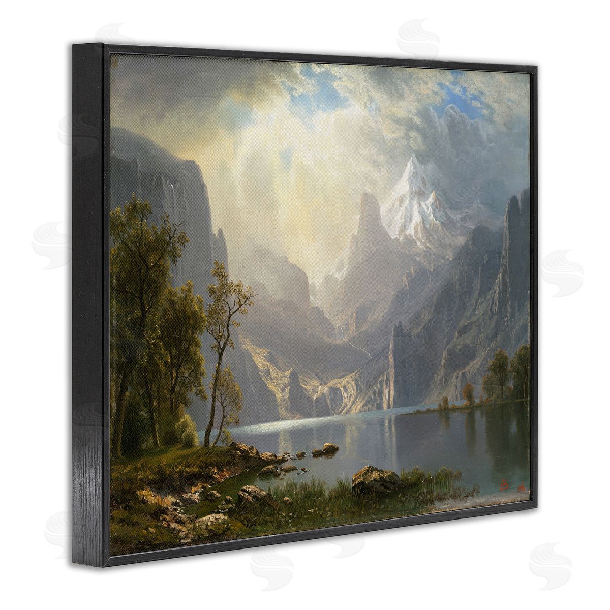 one1000paintings American Landscape Classic Albert Bierstadt Luminous Painting Black Framed Giclee Wall Art Print