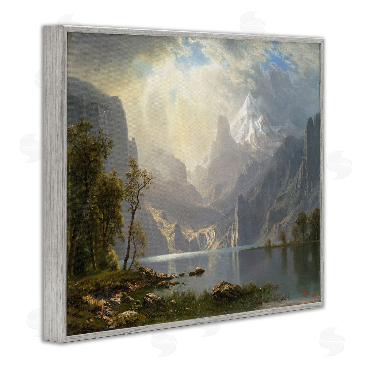 one1000paintings American Landscape Classic Albert Bierstadt Luminous Painting Gray Framed Giclee Wall Art Print