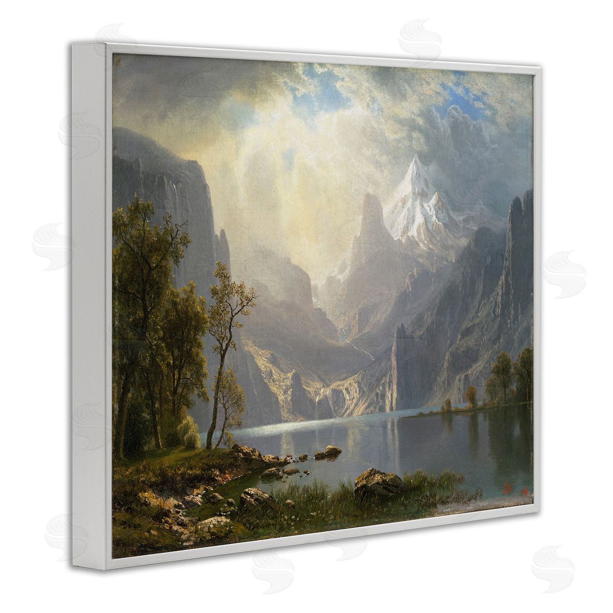 one1000paintings American Landscape Classic Albert Bierstadt Luminous Painting White Framed Giclee Wall Art Print
