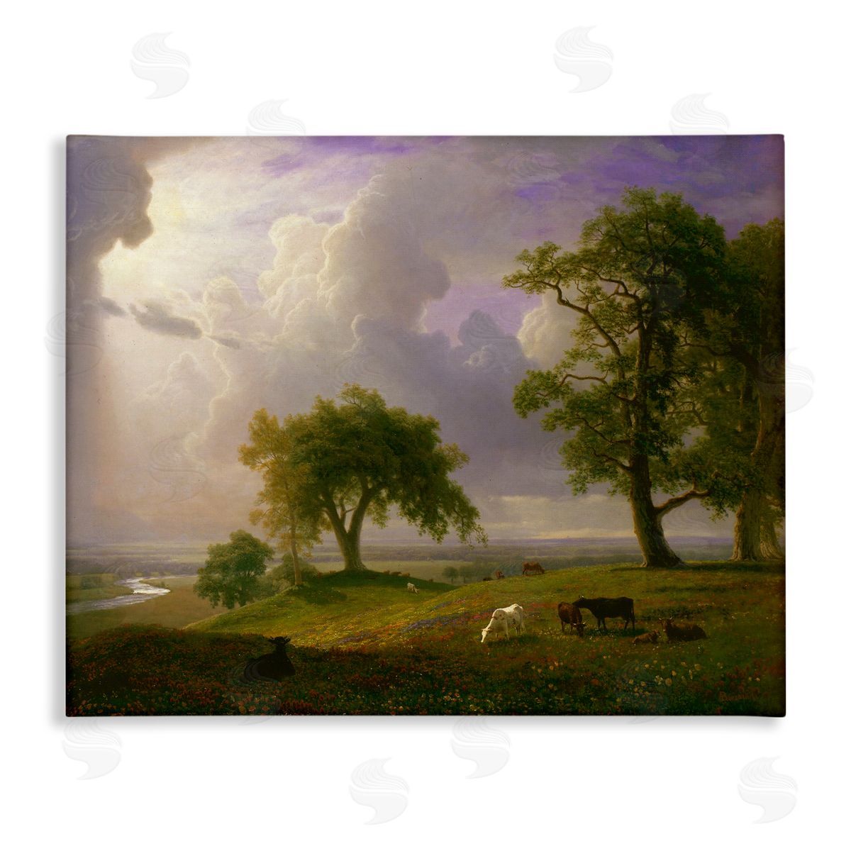 one1000paintings California Spring Classic Albert Bierstadt Landscape Painting Stretched Canvas Wall Art Print
