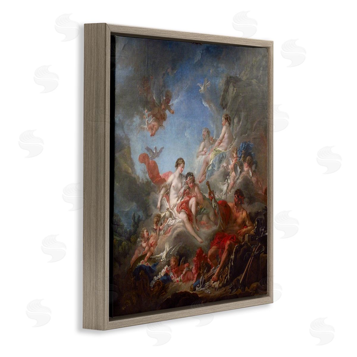 one1000paintings Les Forges de Vulcain (1757) Francois Boucher Classic Painting Brown Floating Frame Canvas Wall Art Print