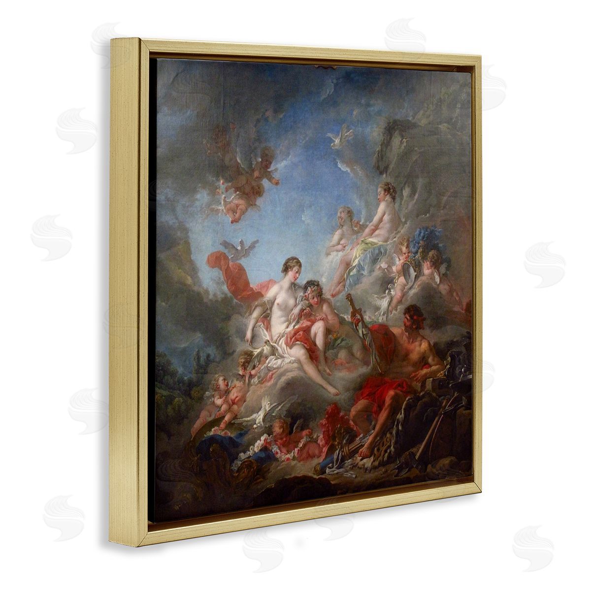 one1000paintings Les Forges de Vulcain (1757) Francois Boucher Classic Painting Gold Floating Frame Canvas Wall Art Print