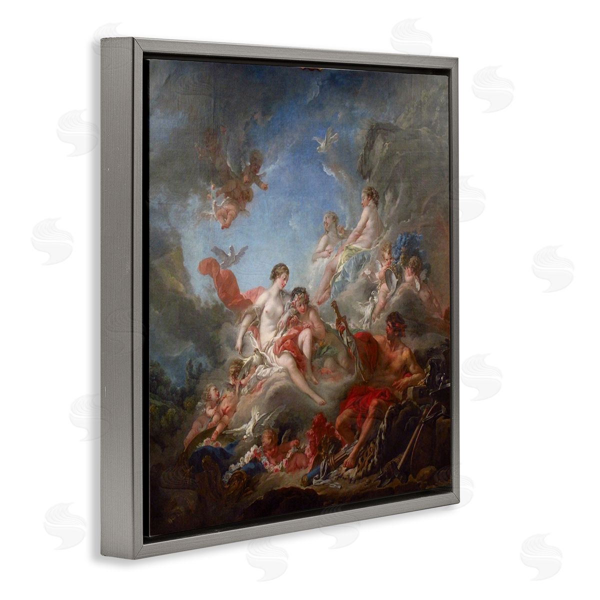 one1000paintings Les Forges de Vulcain (1757) Francois Boucher Classic Painting Gray Floating Frame Canvas Wall Art Print