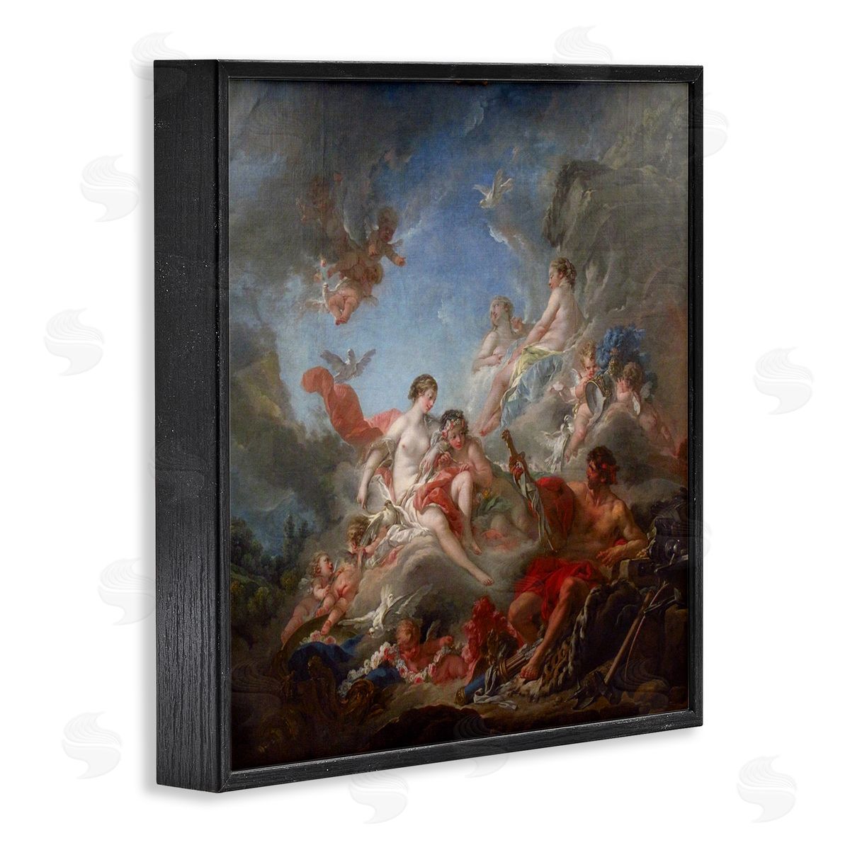 one1000paintings Les Forges de Vulcain (1757) Francois Boucher Classic Painting Black Framed Glicee Wall Art Print