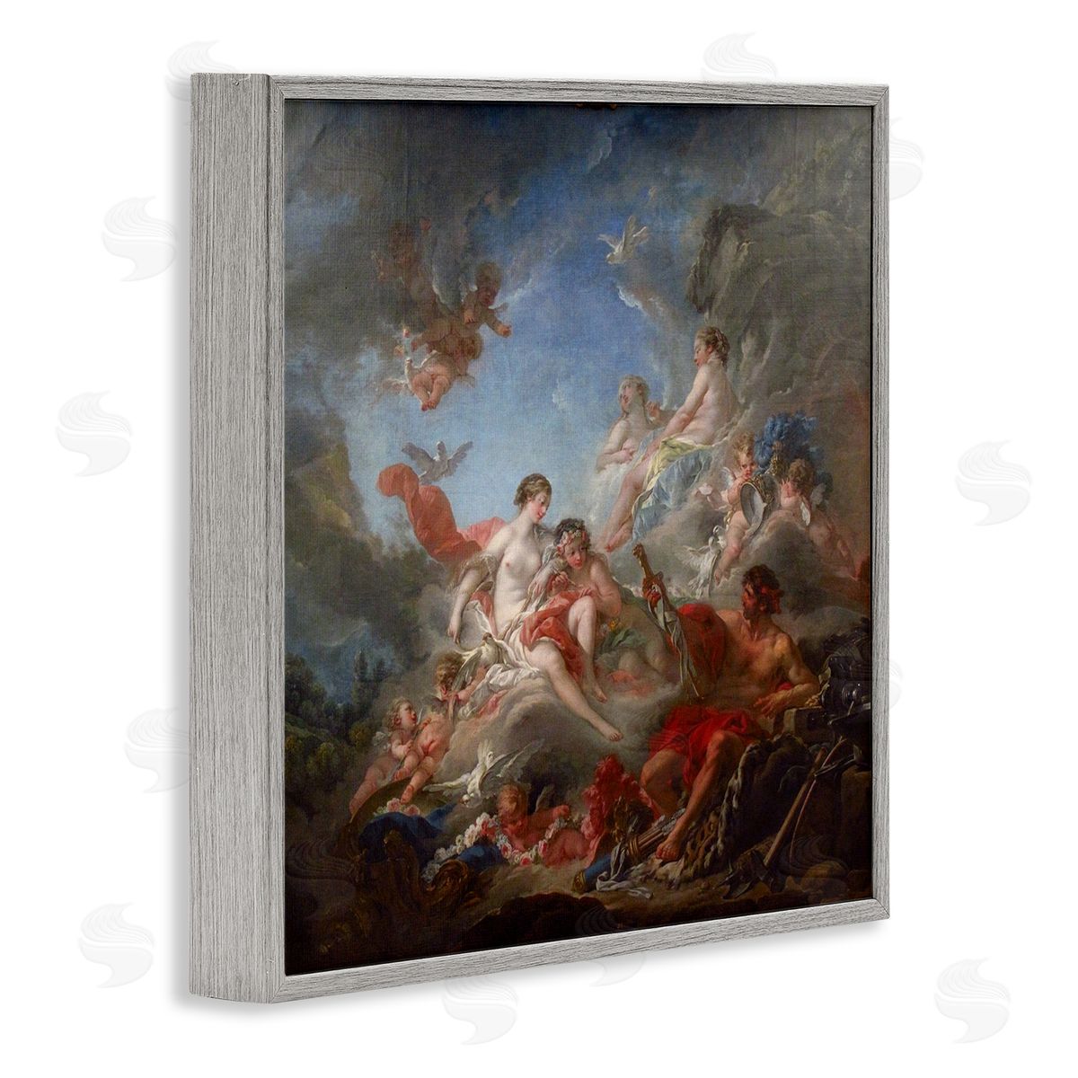 one1000paintings Les Forges de Vulcain (1757) Francois Boucher Classic Painting Gray Framed Glicee Wall Art Print