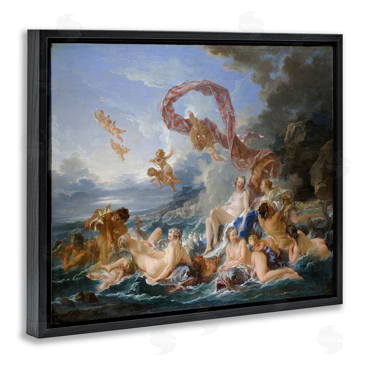one1000paintings The Triumph of Venus Francois Boucher Classic Painting Black Floating Frame Canvas Wall Art Print