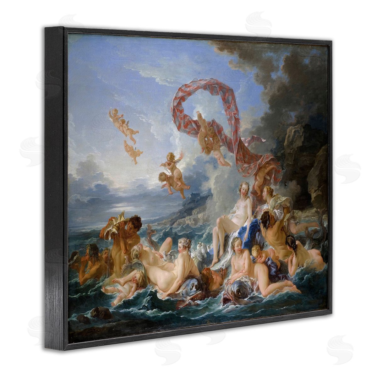 one1000paintings The Triumph of Venus Francois Boucher Classic Painting Black Framed Giclee Wall Art Print