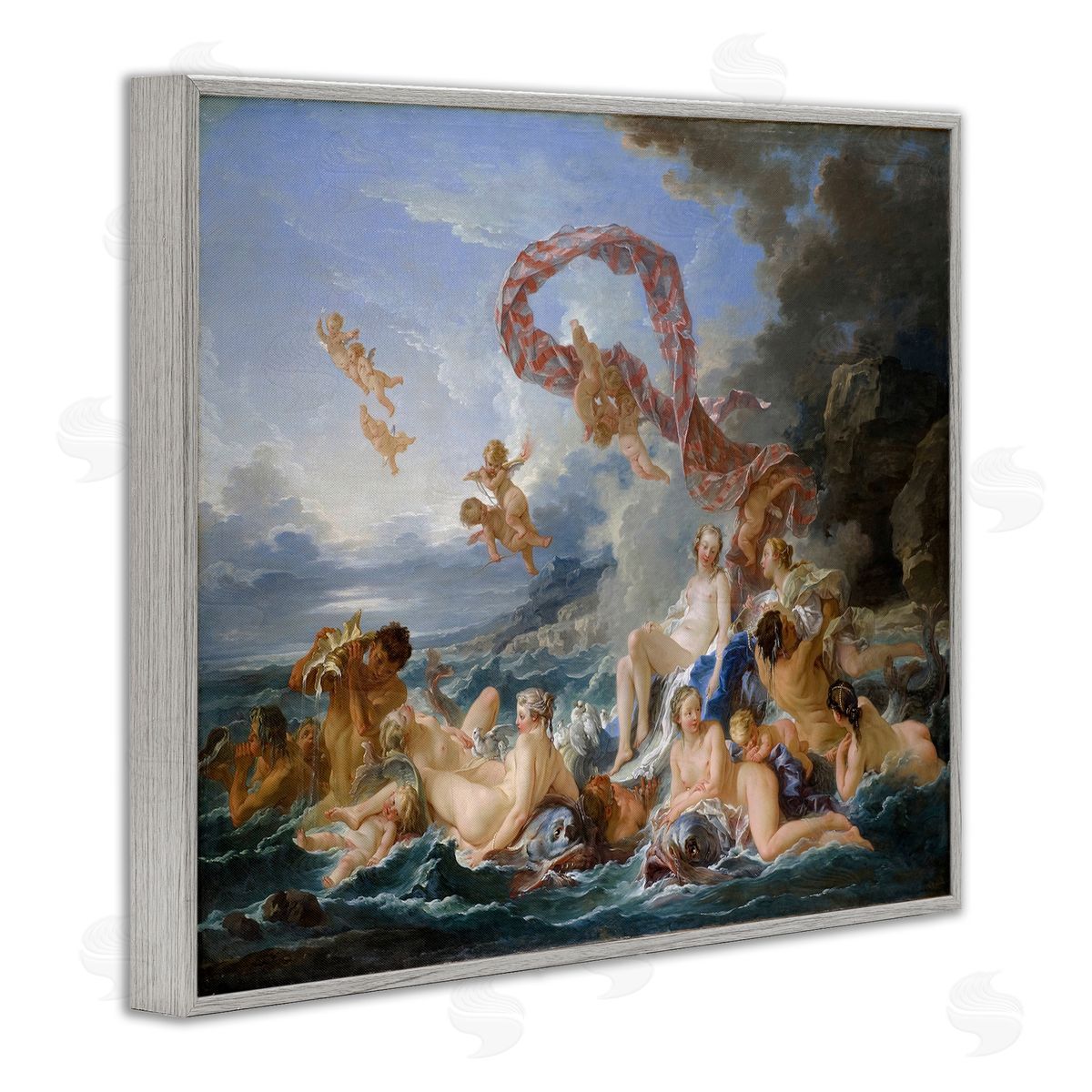 one1000paintings The Triumph of Venus Francois Boucher Classic Painting Gray Framed Giclee Wall Art Print