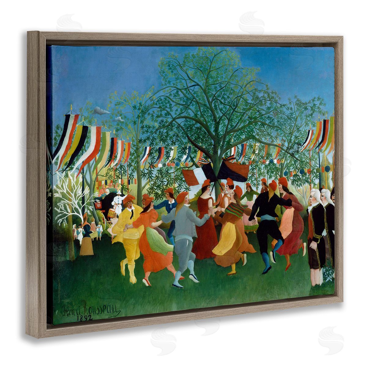 one1000paintings A Centennial of Independence Henri Rousseau Classic Painting Brown Floating Frame Canvas Wall Art Print