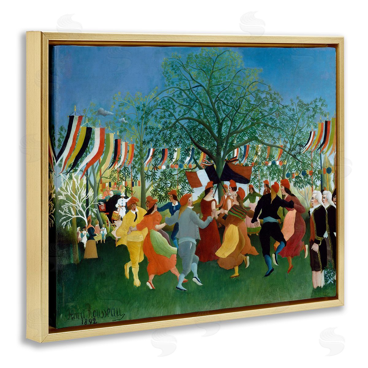 one1000paintings A Centennial of Independence Henri Rousseau Classic Painting Gold Floating Frame Canvas Wall Art Print