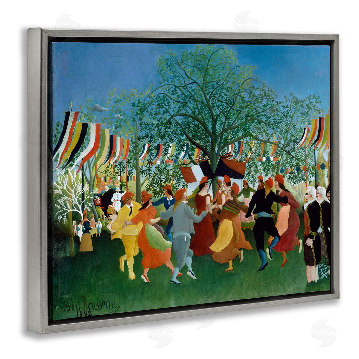 one1000paintings A Centennial of Independence Henri Rousseau Classic Painting Gray Floating Frame Canvas Wall Art Print