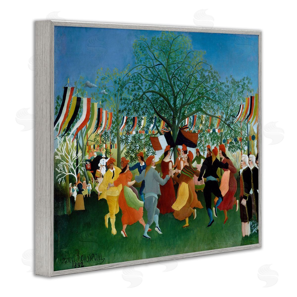 one1000paintings A Centennial of Independence Henri Rousseau Classic Painting Gray Framed Giclee Wall Art Print