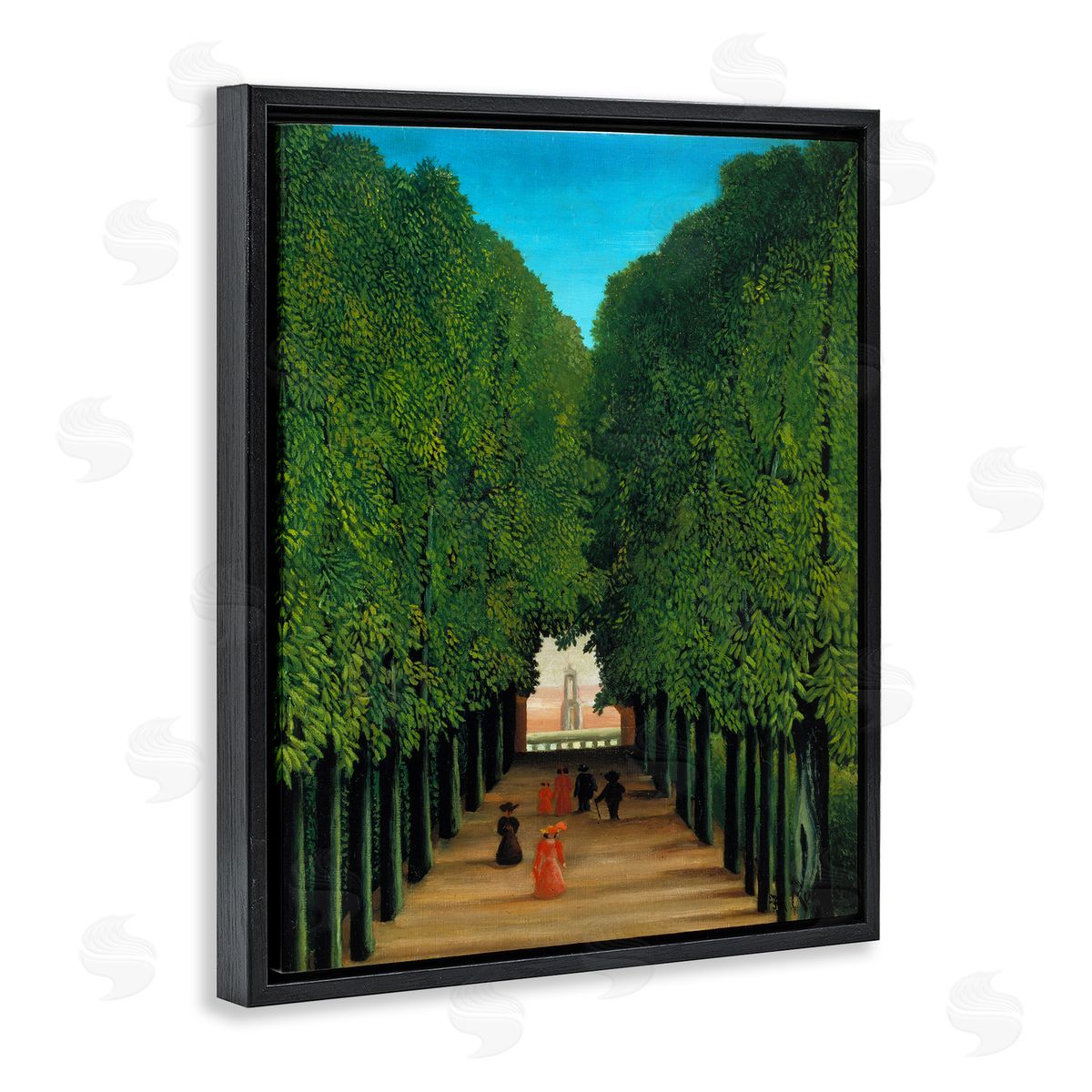 one1000paintings Avenue in Park at Saint Cloud Henri Rousseau Classical Painting Black Floating Frame Canvas Wall Art Print