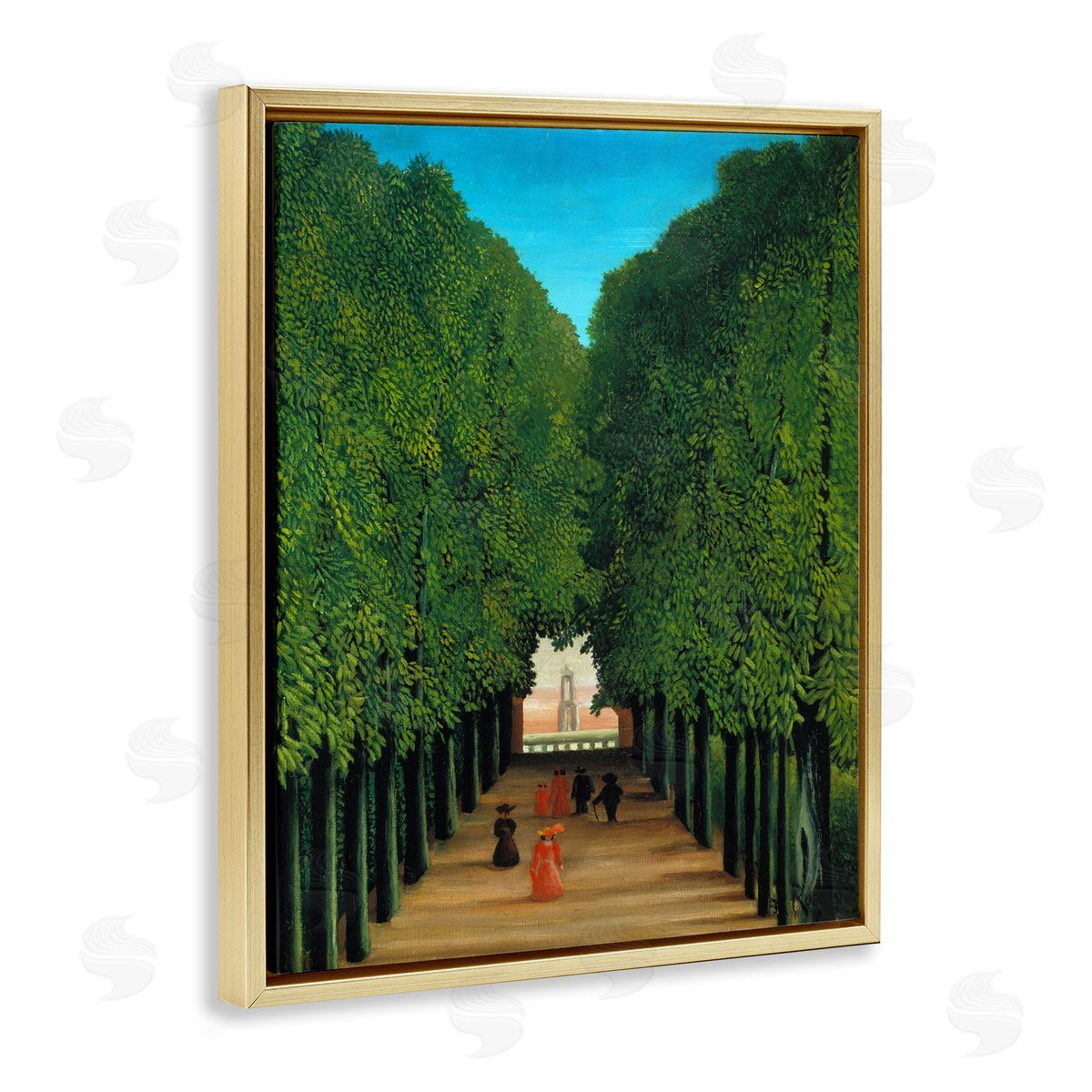 one1000paintings Avenue in Park at Saint Cloud Henri Rousseau Classical Painting Gold Floating Frame Canvas Wall Art Print