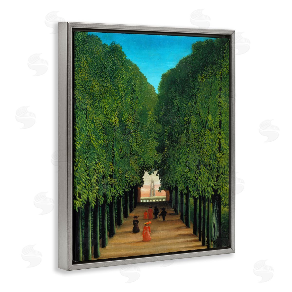 one1000paintings Avenue in Park at Saint Cloud Henri Rousseau Classical Painting Gray Floating Frame Canvas Wall Art Print