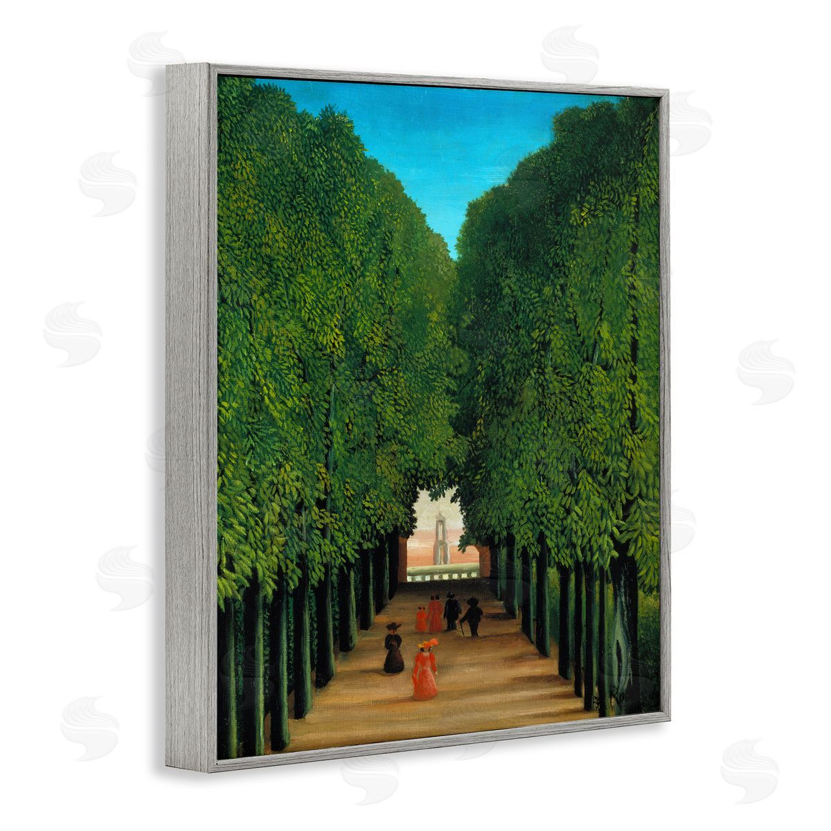 one1000paintings Avenue in Park at Saint Cloud Henri Rousseau Classical Painting Gray Framed Giclee Wall Art Print