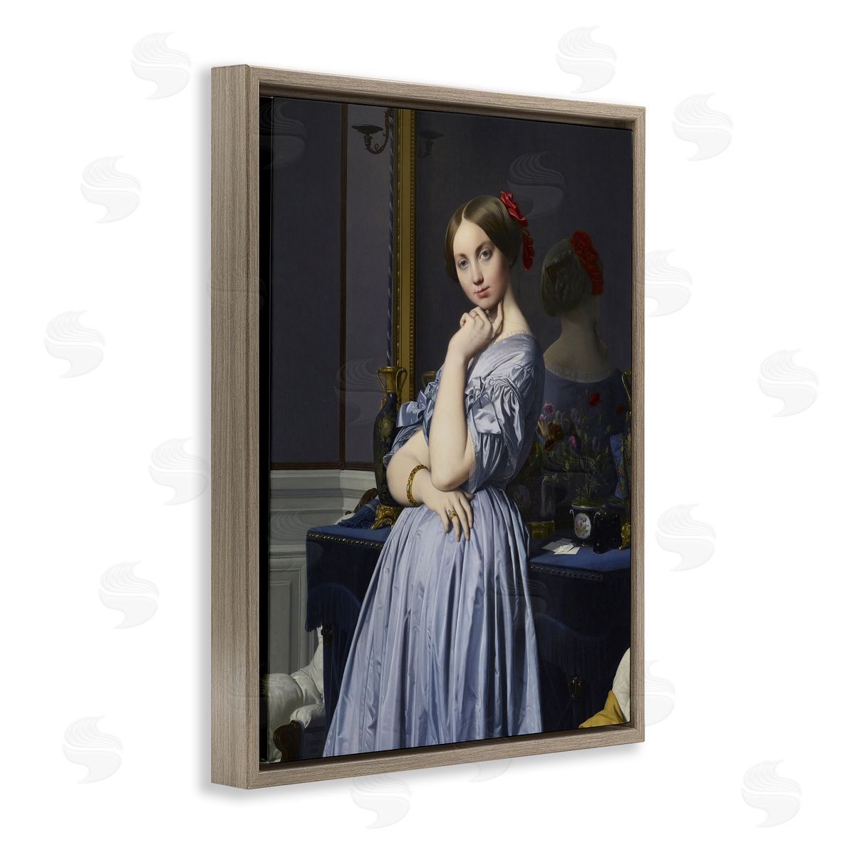 one1000paintings Comtesse d Haussonville Jean Auguste Dominique Ingres Countess Painting Brown Floating Frame Canvas Wall Art Print