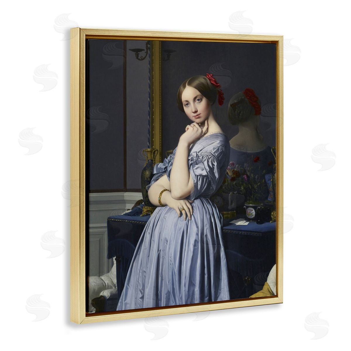 one1000paintings Comtesse d Haussonville Jean Auguste Dominique Ingres Countess Painting Gold Floating Frame Canvas Wall Art Print