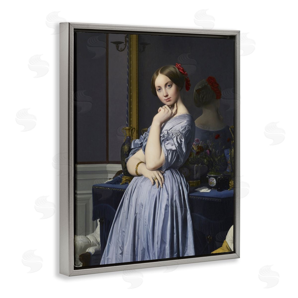 one1000paintings Comtesse d Haussonville Jean Auguste Dominique Ingres Countess Painting Gray Floating Frame Canvas Wall Art Print