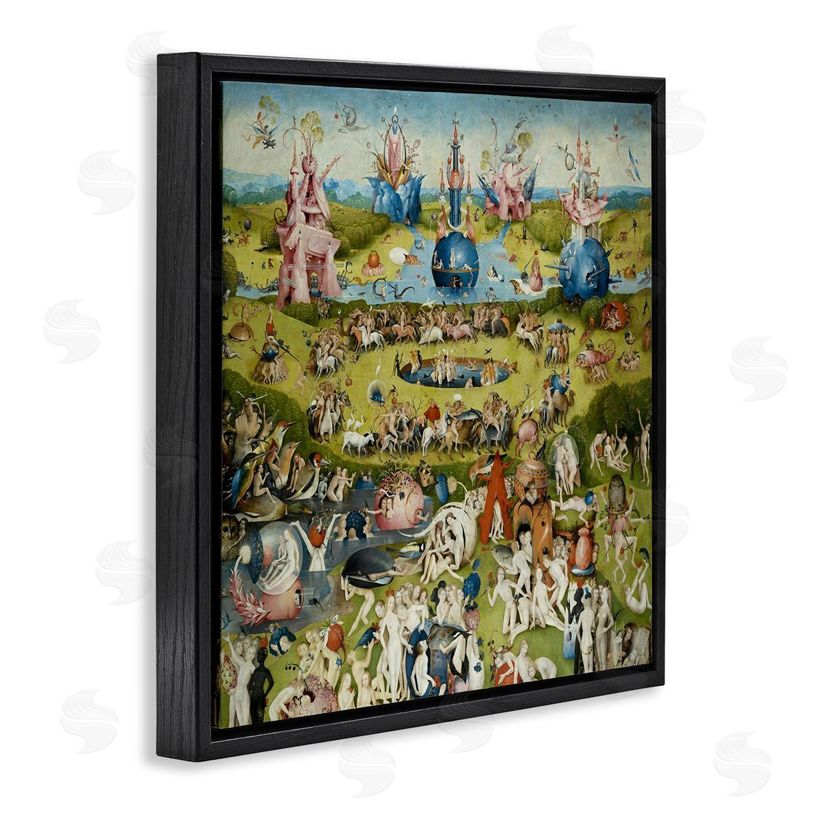 one1000paintings Garden of Earthly Delights Center Panel Hieronymus Bosch Painting Black Floating Frame Canvas Wall Art Print