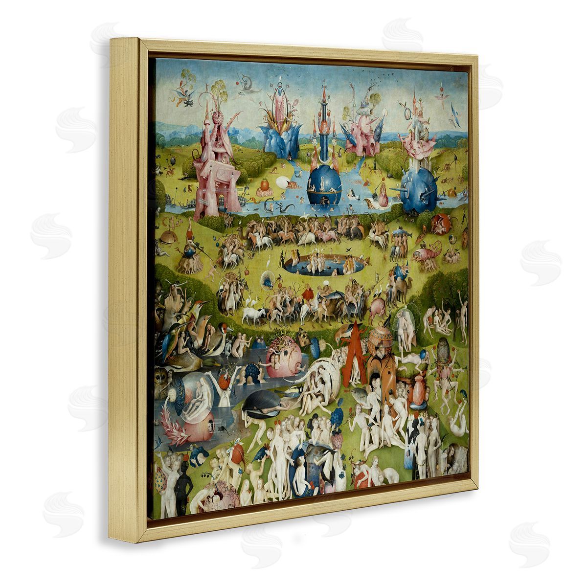 one1000paintings Garden of Earthly Delights Center Panel Hieronymus Bosch Painting Gold Floating Frame Canvas Wall Art Print