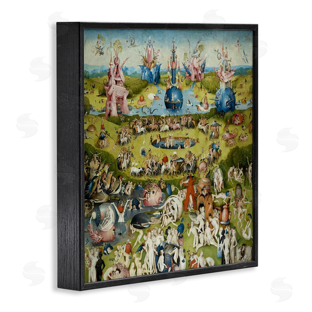 one1000paintings Garden of Earthly Delights Center Panel Hieronymus Bosch Painting Black Framed Glicee Wall Art Print