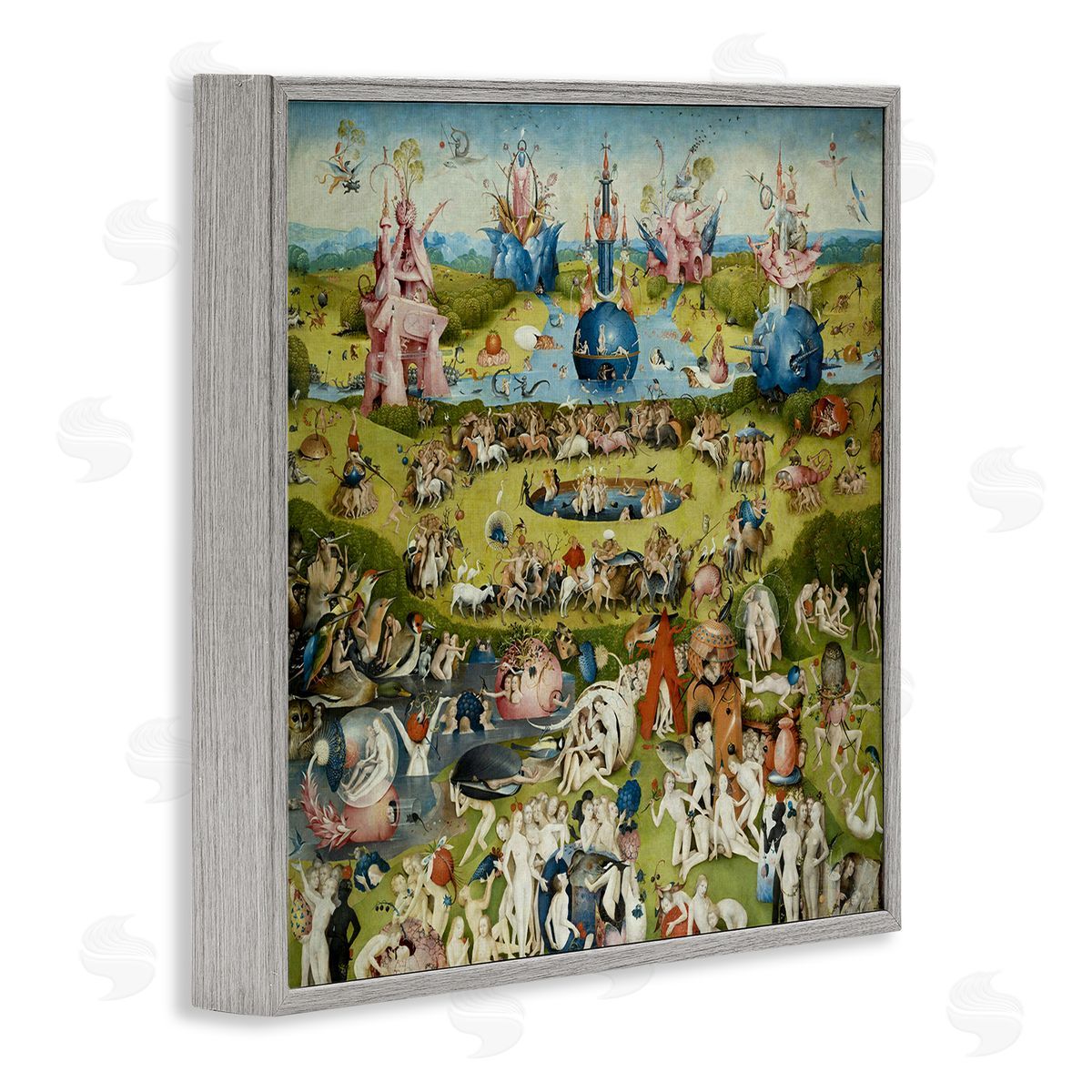 one1000paintings Garden of Earthly Delights Center Panel Hieronymus Bosch Painting Gray Framed Glicee Wall Art Print