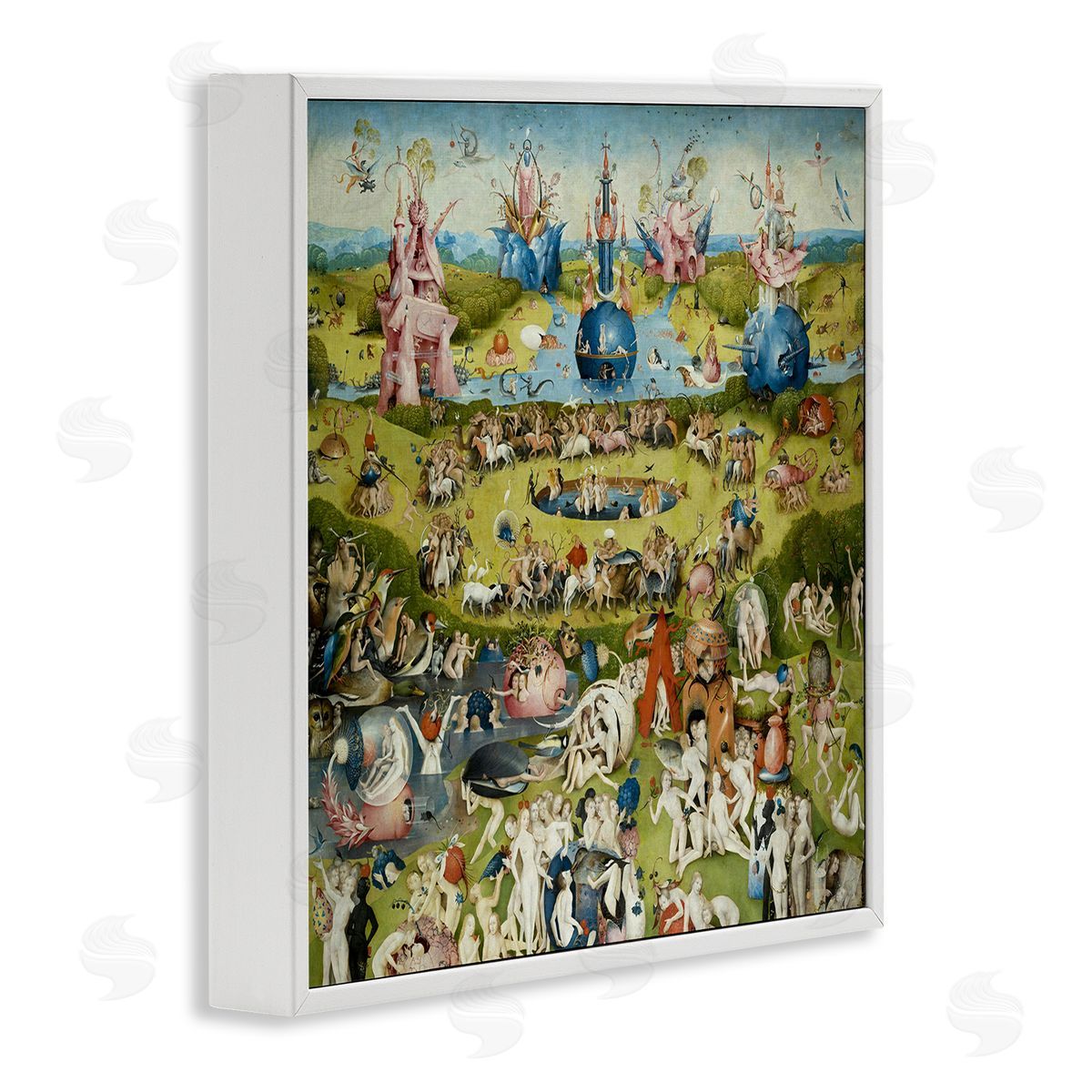 one1000paintings Garden of Earthly Delights Center Panel Hieronymus Bosch Painting White Framed Glicee Wall Art Print