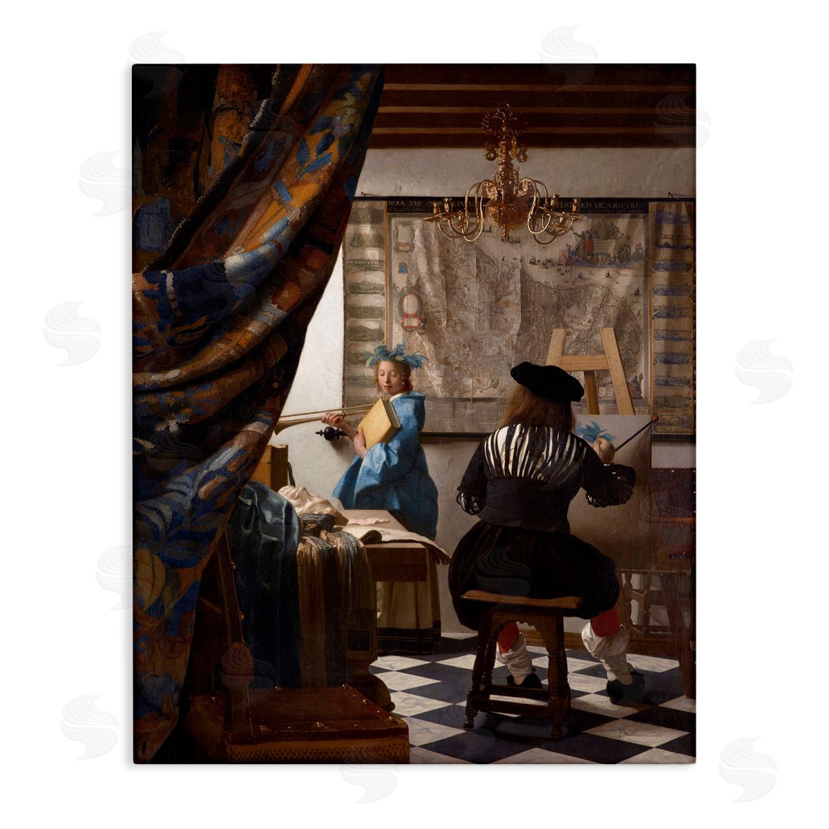 one1000paintings Allegory of Painting Johannes Vermeer Classical Portrait Stretched Canvas Wall Art Print