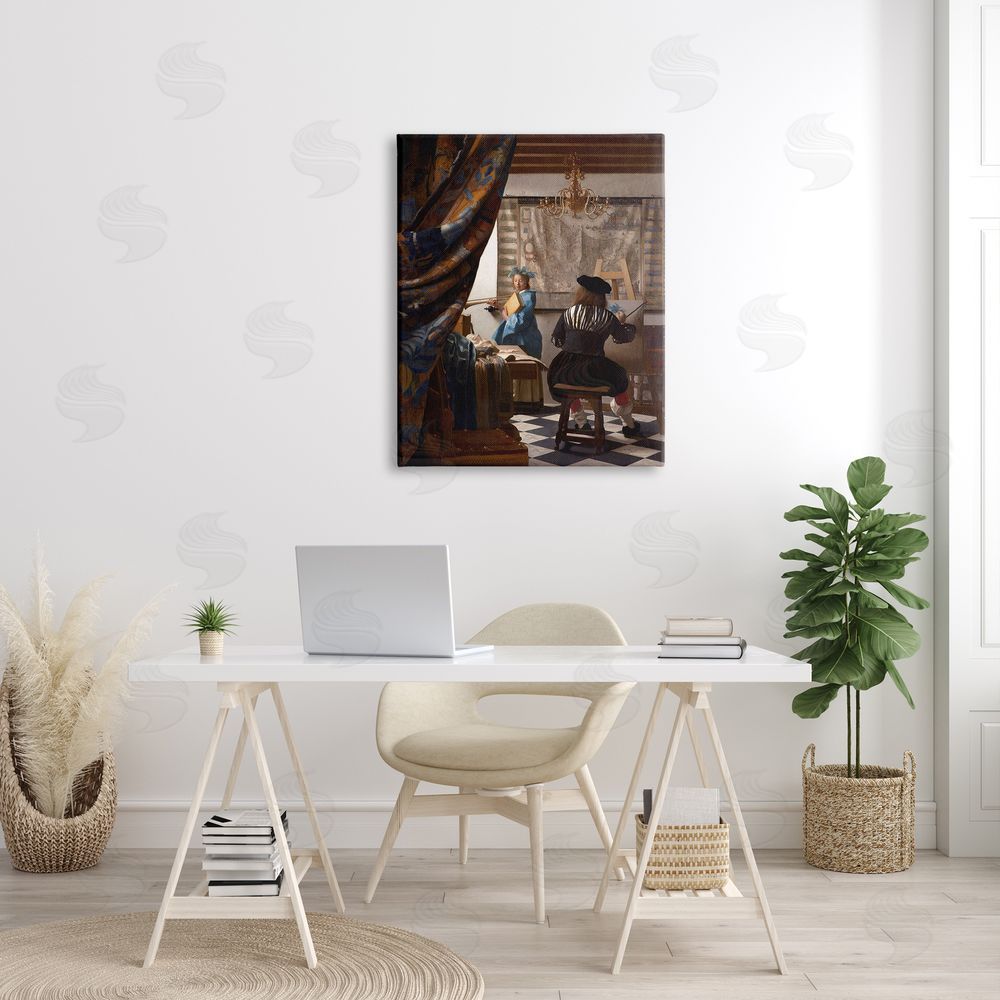 one1000paintings Allegory of Painting Johannes Vermeer Classical Portrait Canvas Wall Art Print in Room