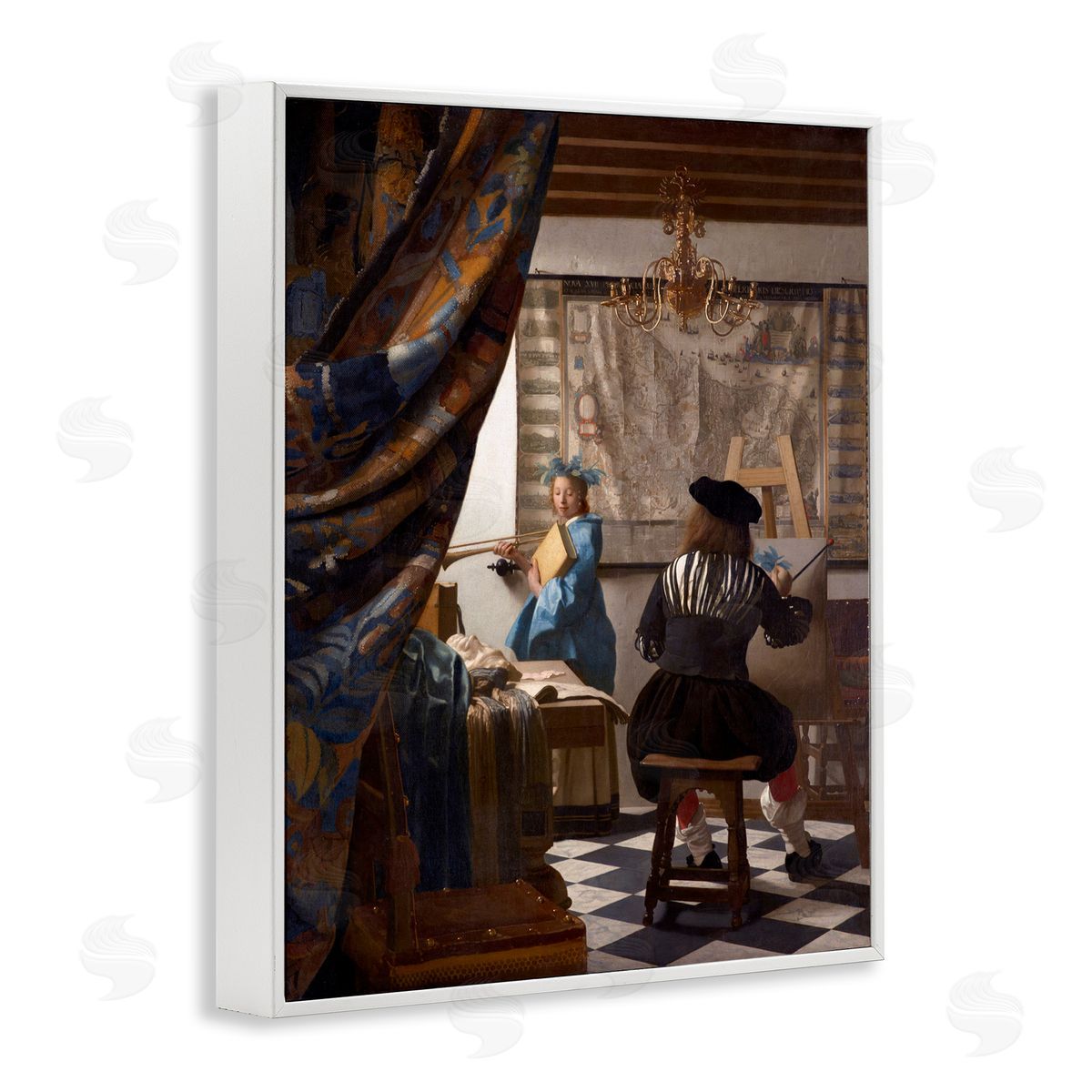 one1000paintings Allegory of Painting Johannes Vermeer Classical Portrait White Framed Giclee Wall Art Print