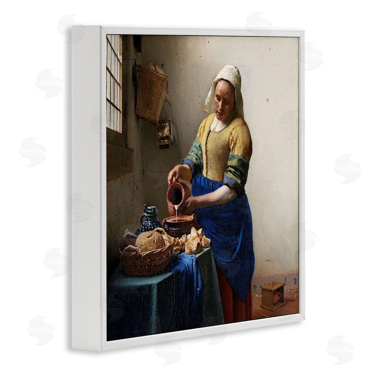 one1000paintings The Kitchen Maid Johannes Vermeer Classical Painting White Framed Glicee Wall Art Print