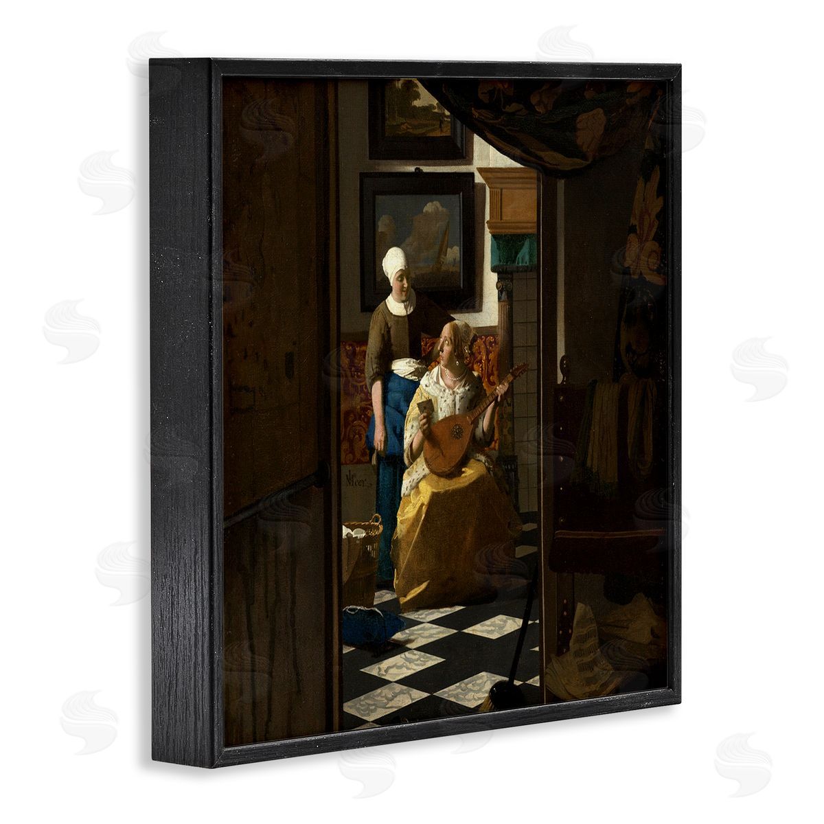 one1000paintings The Love Letter Johannes Vermeer Classical Portrait Painting Black Framed Glicee Wall Art Print