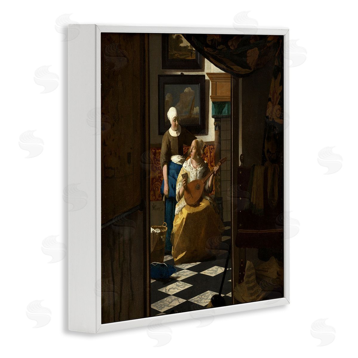 one1000paintings The Love Letter Johannes Vermeer Classical Portrait Painting White Framed Glicee Wall Art Print