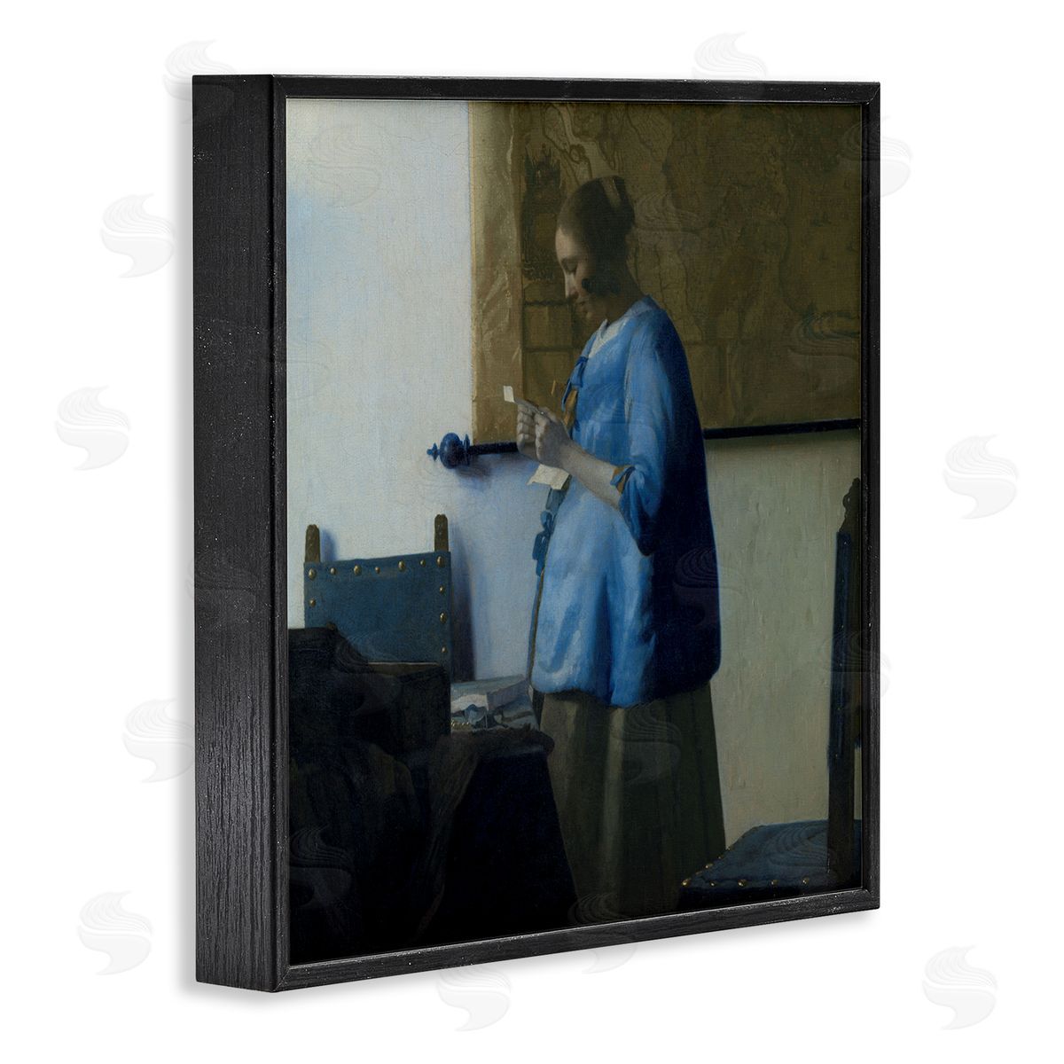 one1000paintings Woman Reading a Letter Johannes Vermeer Classical Painting Black Framed Glicee Wall Art Print