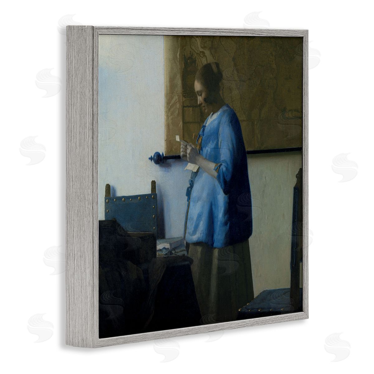 one1000paintings Woman Reading a Letter Johannes Vermeer Classical Painting Gray Framed Glicee Wall Art Print