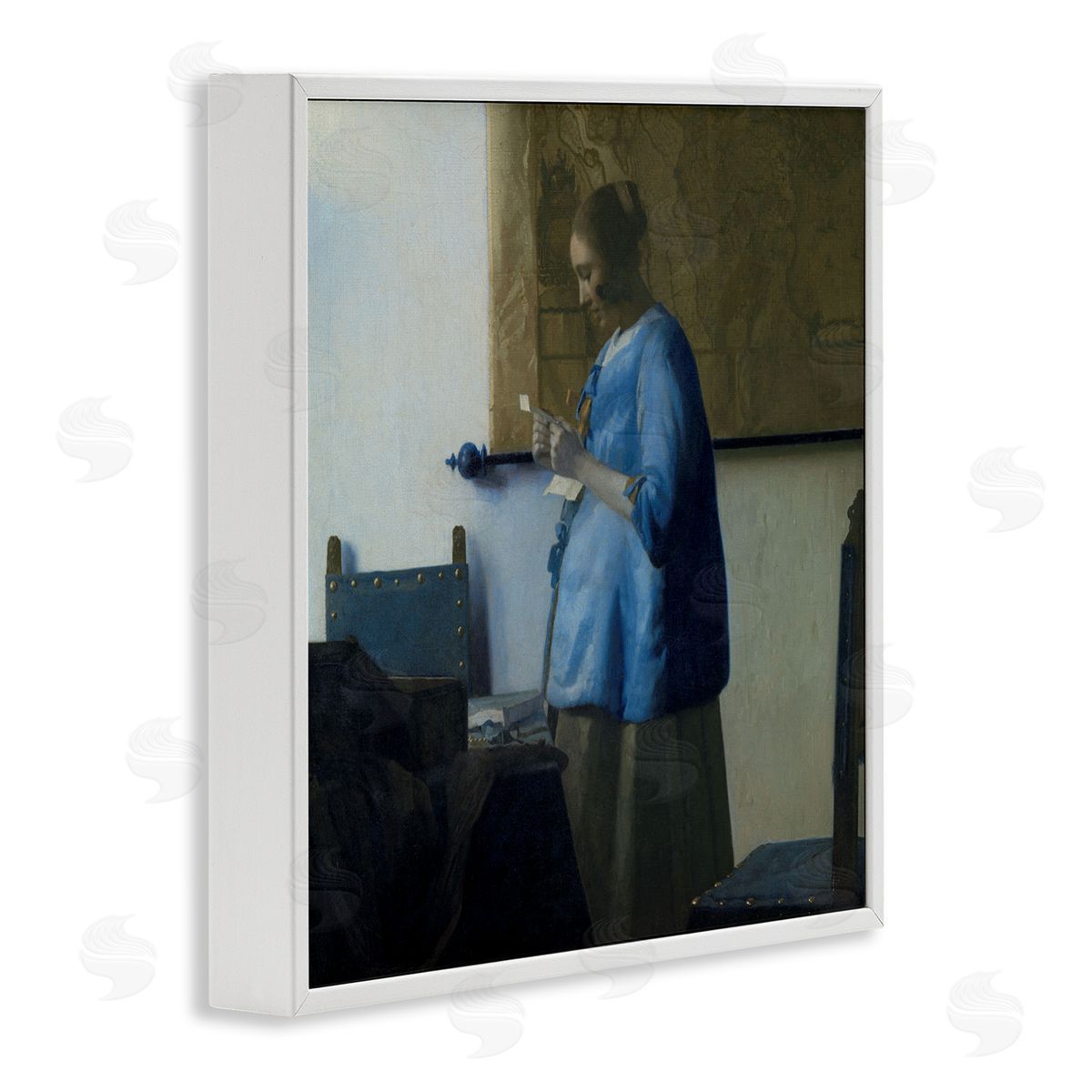 one1000paintings Woman Reading a Letter Johannes Vermeer Classical Painting White Framed Glicee Wall Art Print