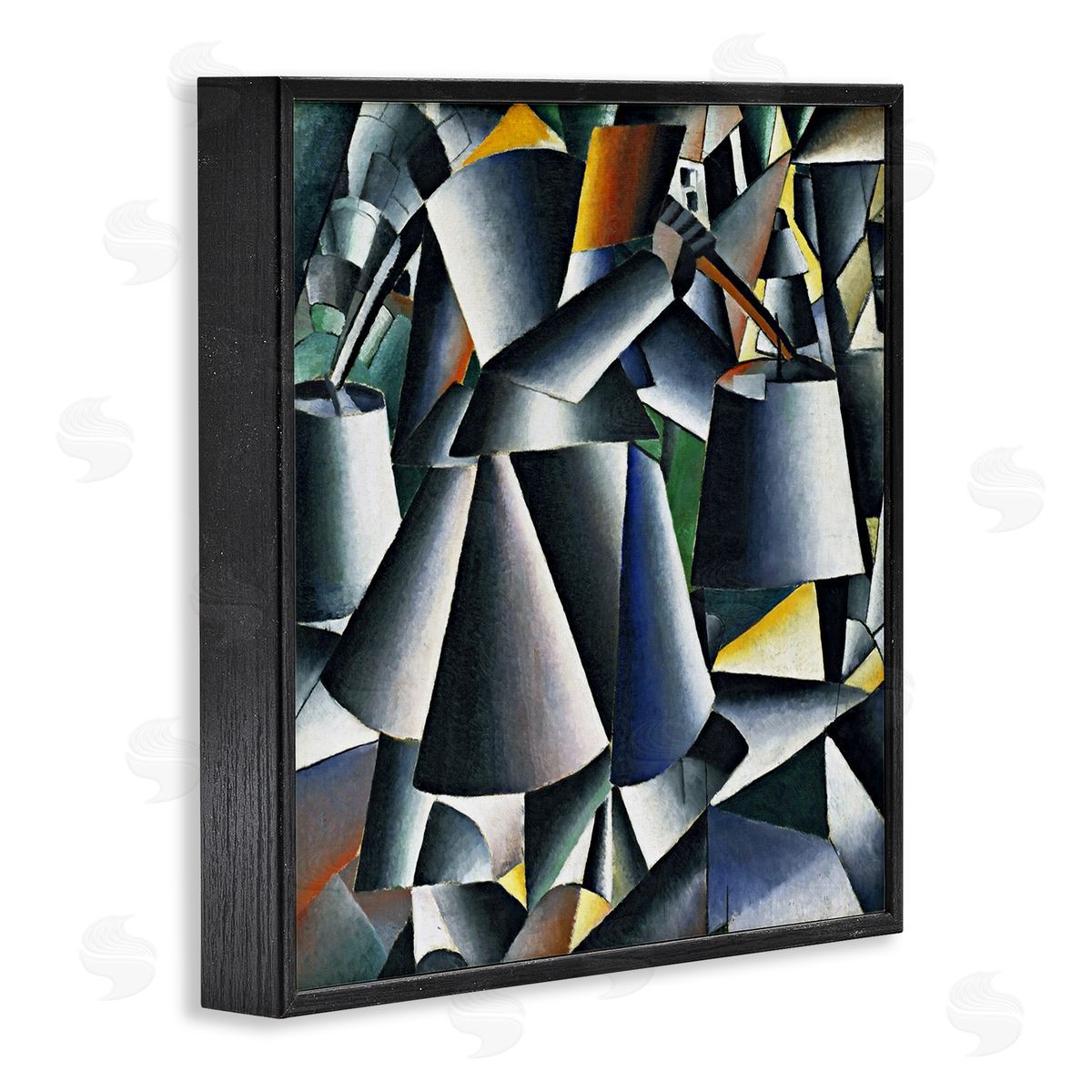 one1000paintings Woman with Pails Kazimir Malevich Classic Abstract Painting Black Framed Glicee Wall Art Print
