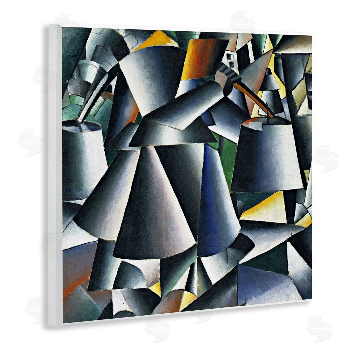 one1000paintings Woman with Pails Kazimir Malevich Classic Abstract Painting Wooden Wall Plaque Art Print