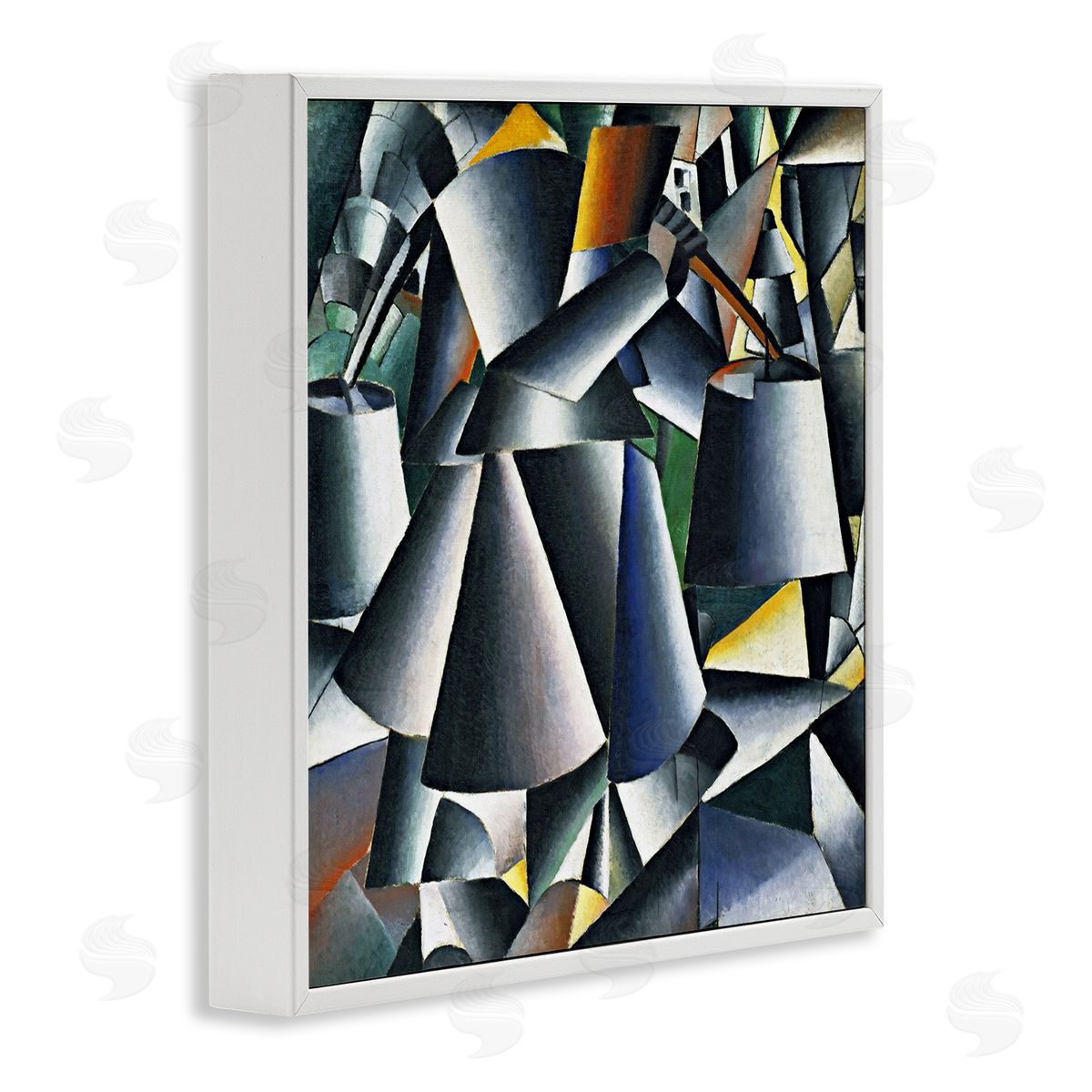 one1000paintings Woman with Pails Kazimir Malevich Classic Abstract Painting White Framed Glicee Wall Art Print