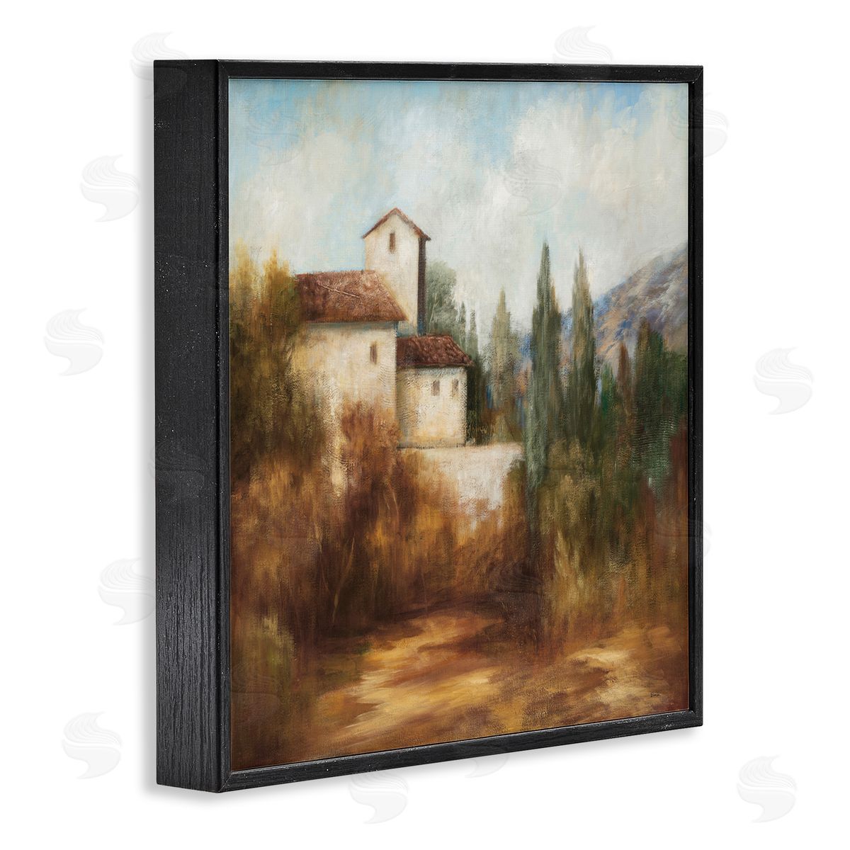 Theo Beck Countryside Estate Warm Autumn Field Villa Landscape Black Framed Glicee Wall Art Print