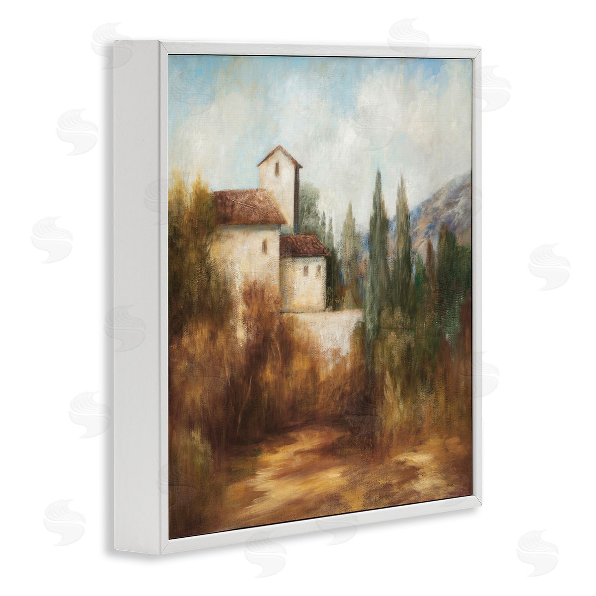 Theo Beck Countryside Estate Warm Autumn Field Villa Landscape White Framed Glicee Wall Art Print
