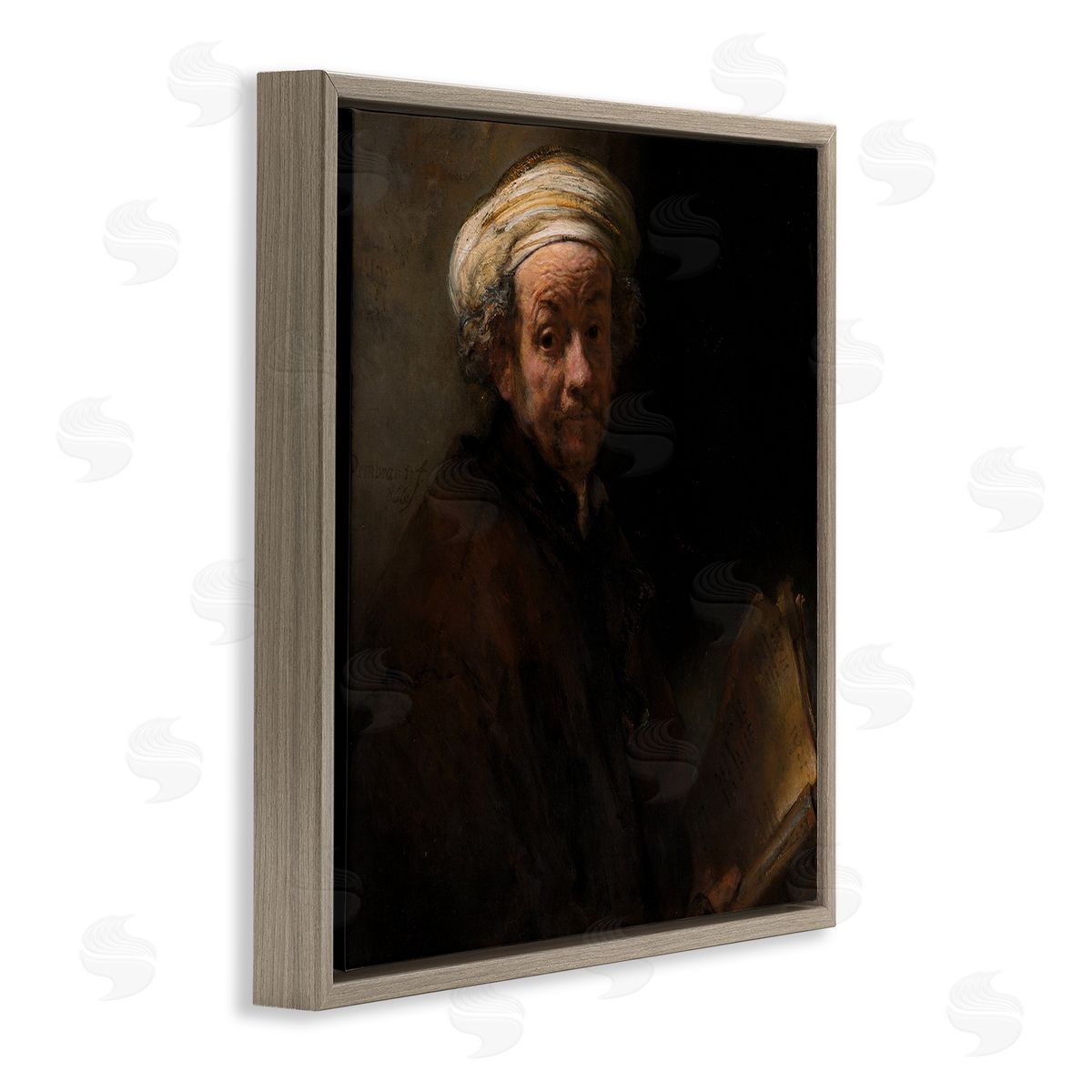 one1000paintings Self Portrait as the Apostle Paul Classic Rembrandt Painting Brown Floating Frame Canvas Wall Art Print