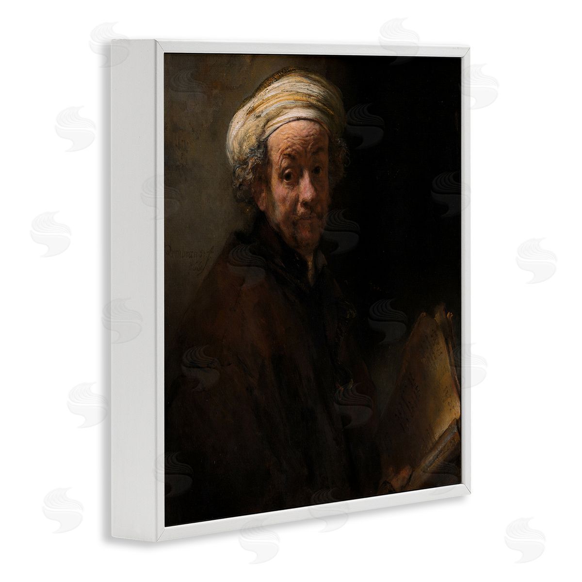 one1000paintings Self Portrait as the Apostle Paul Classic Rembrandt Painting White Framed Glicee Wall Art Print