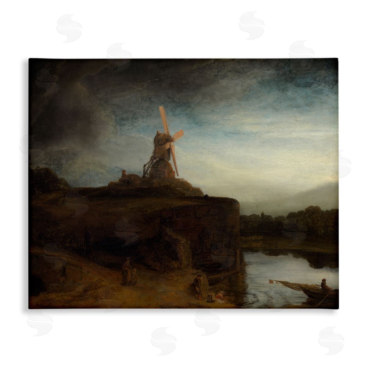 one1000paintings The Mill Rembrandt van Rijn Classical Landscape Painting Stretched Canvas Wall Art Print
